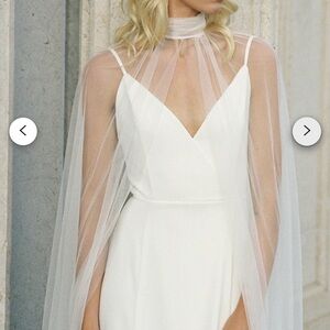 Elegant White Bridal Gown Cape